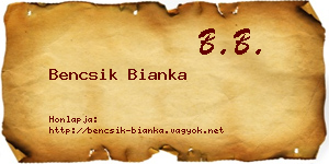 Bencsik Bianka névjegykártya
